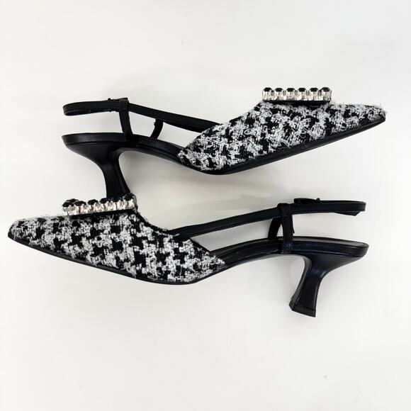 Roberto Festa Atena Slingback Pumps Embellished Buckle Houndstooth 39.5 (US9.5) - Picture 7 of 12